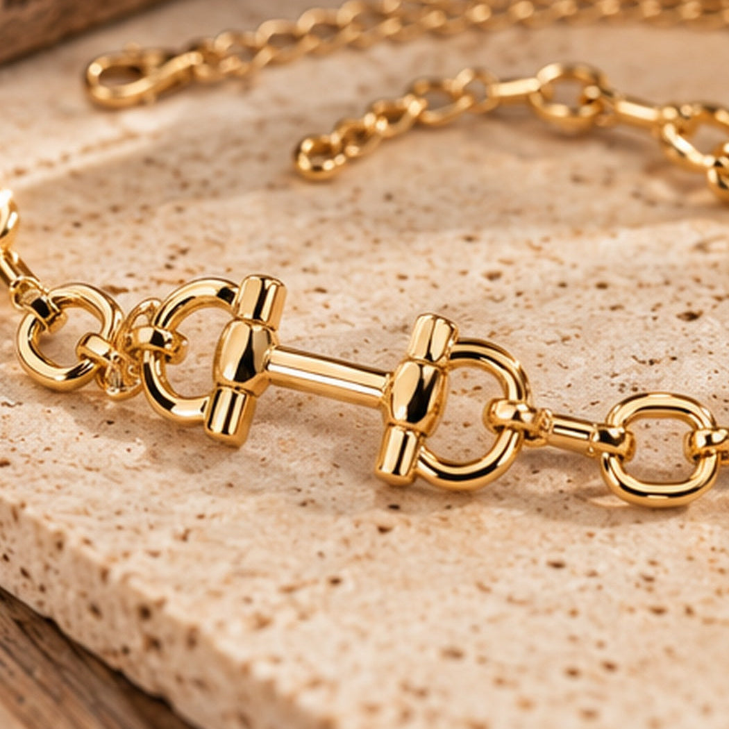 Equestrian Horsebit Link Waist Chain Belt — Gold or Silver