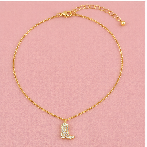 Golden Glam Cowgirl Boot Necklace