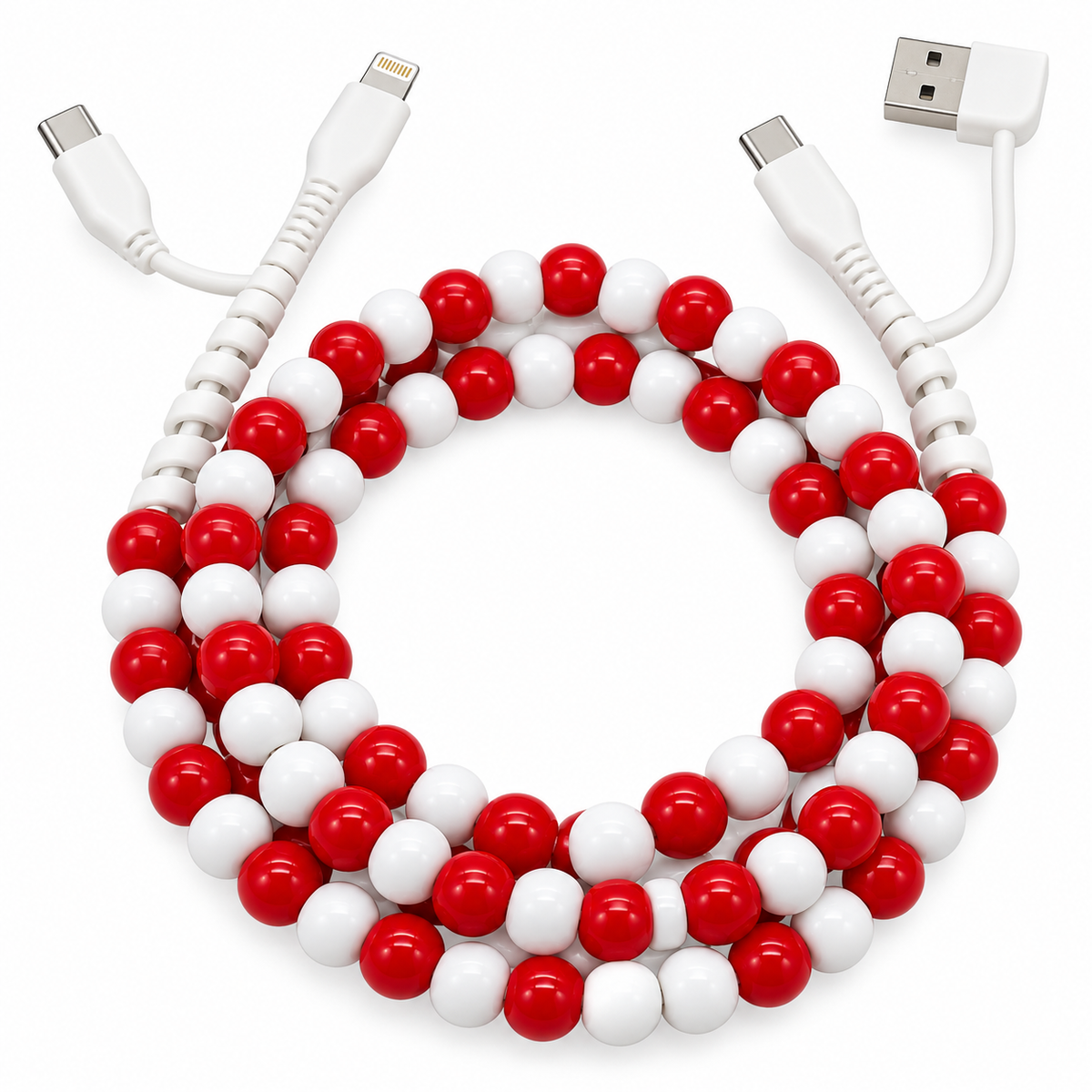 Merry & Bright Beaded 4-in-1 Fast Charging Cable – Holiday Stocking Stuffer
