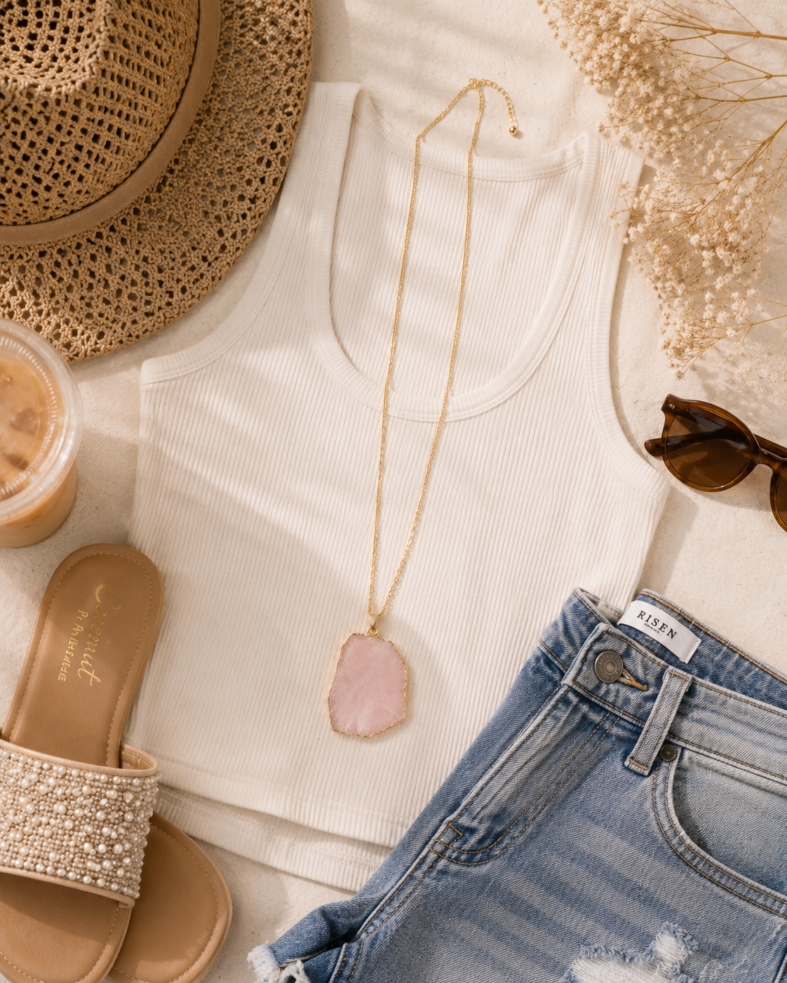Blush Quartz Statement Pendant Necklace