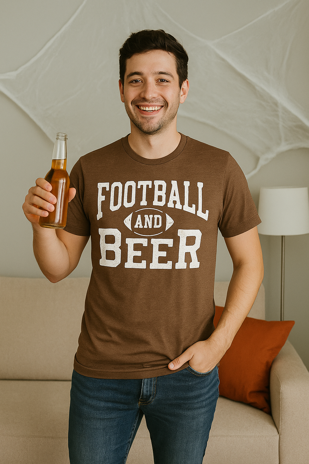 Game Day Graphic Tee – Football & Beer Unisex Tee