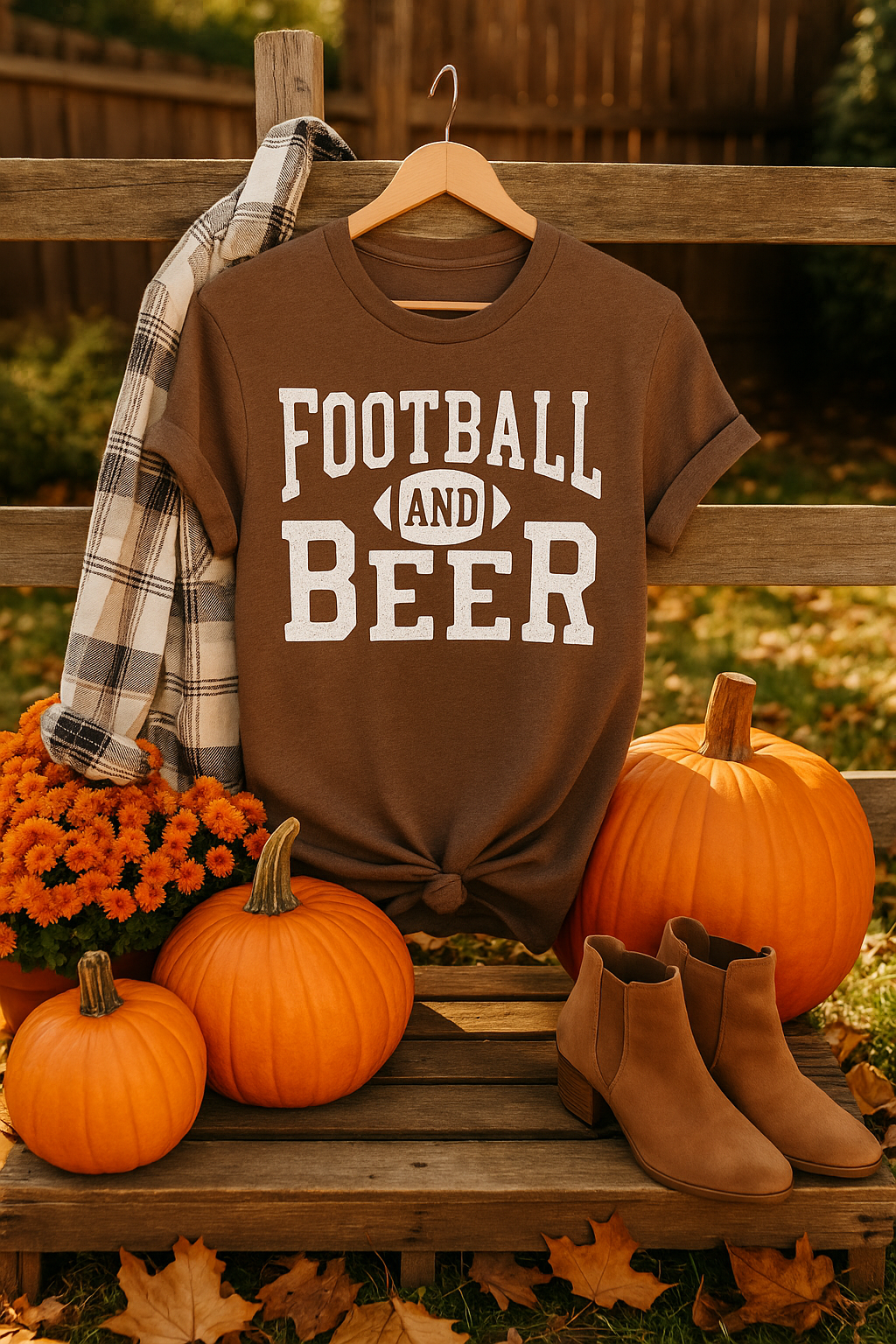 Game Day Graphic Tee – Football & Beer Unisex Tee