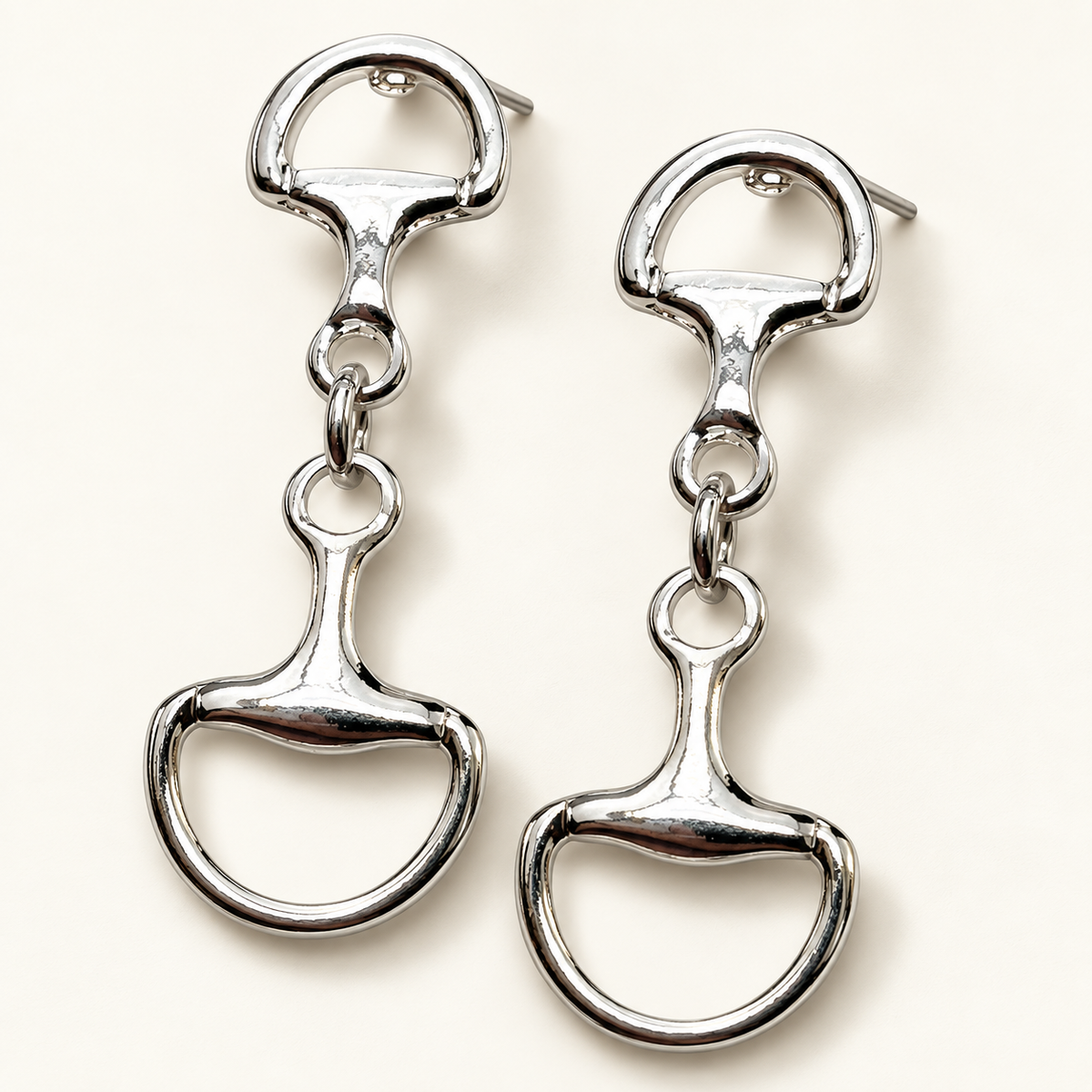 Double Snaffle Equestrian Dangle Earrings