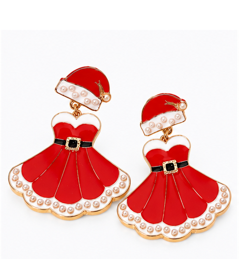 Santa's Best Dressed Christmas Earrings | Pink & Red