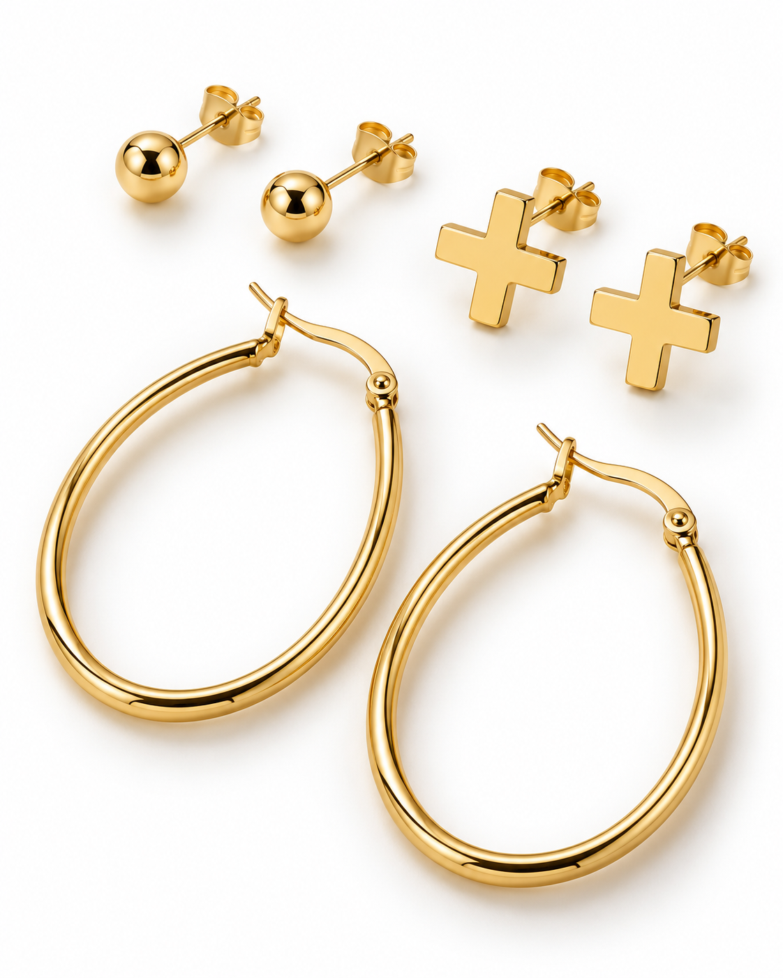 Everyday Edge Stainless Steel 3-Pair Earring Set