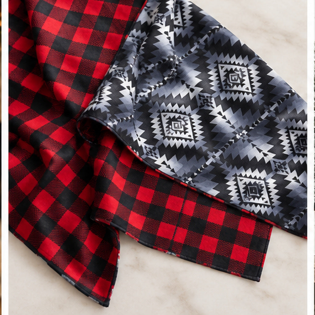 Red Buffalo Plaid & Southwestern Reversible Shawl | One Size