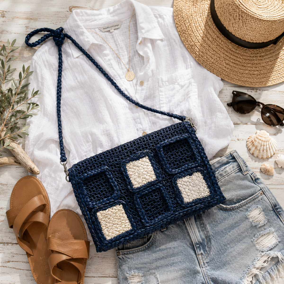 Harbor Patchwork Woven Crossbody Bag