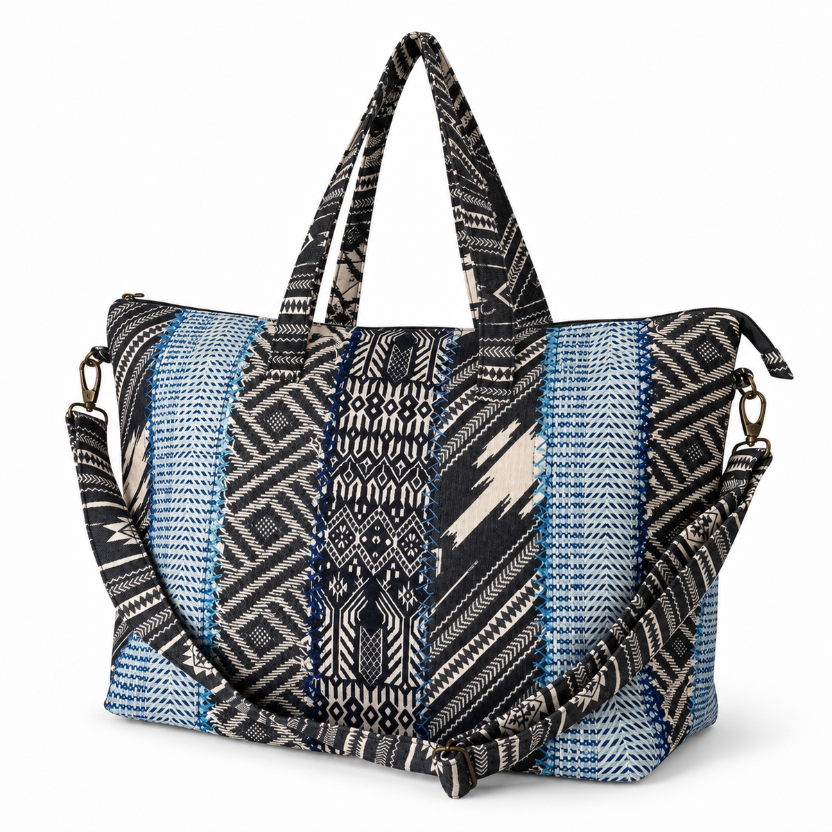 Indigo Trail Traveler Tote | Zippered Cotton Carryall