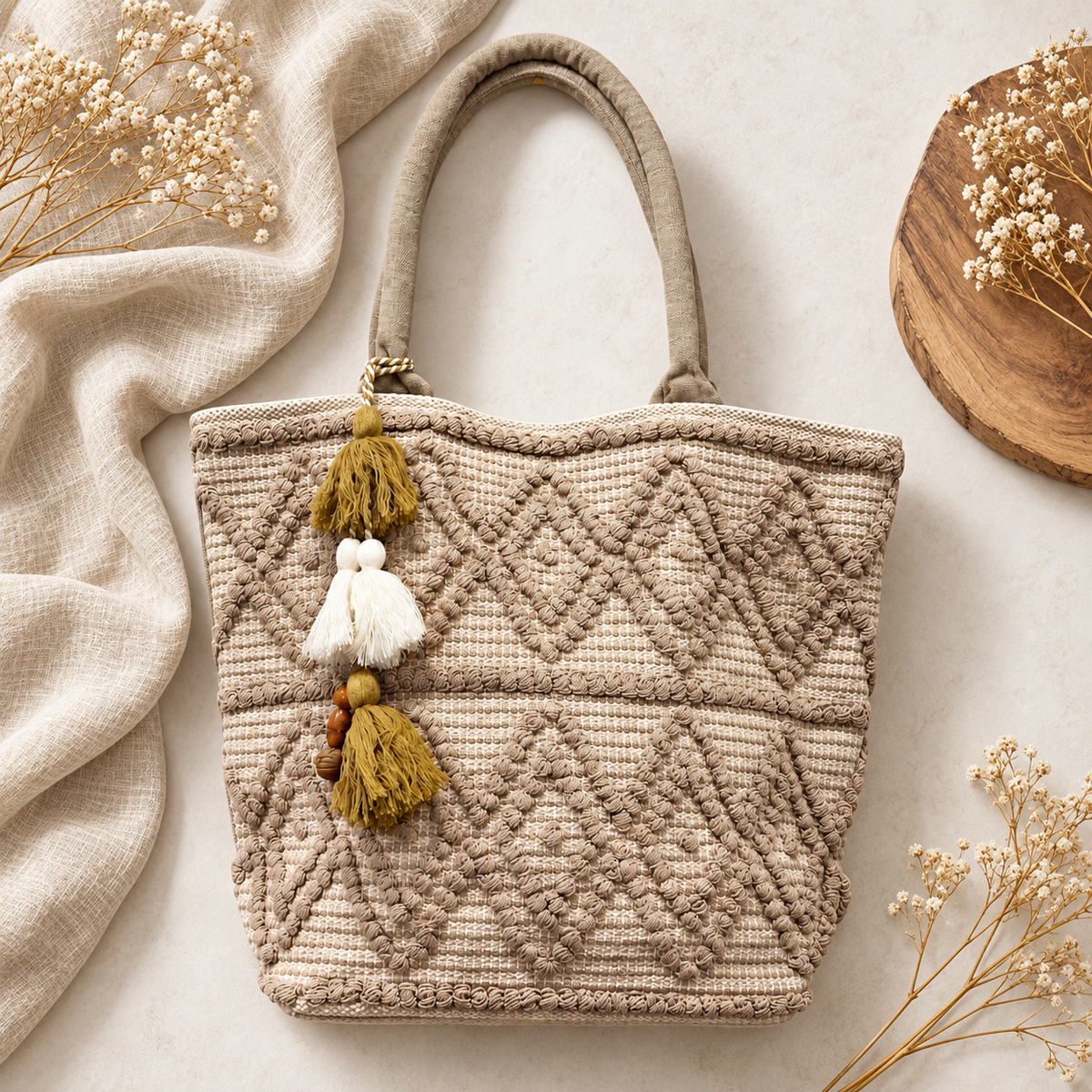Desert Loom Diamond Tote | Textured Cotton Carryall