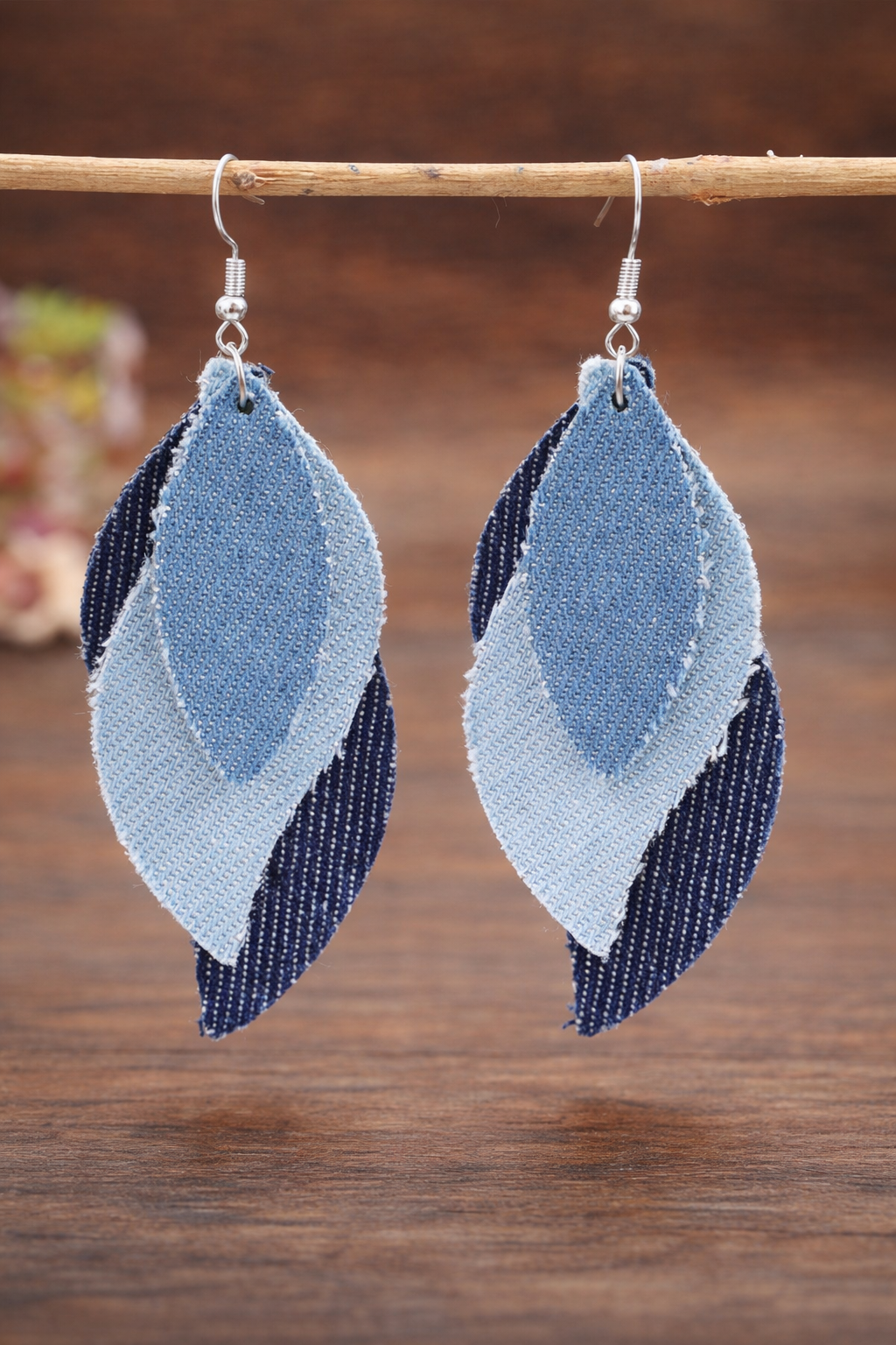 Blue Jean Dream Leaf Earrings