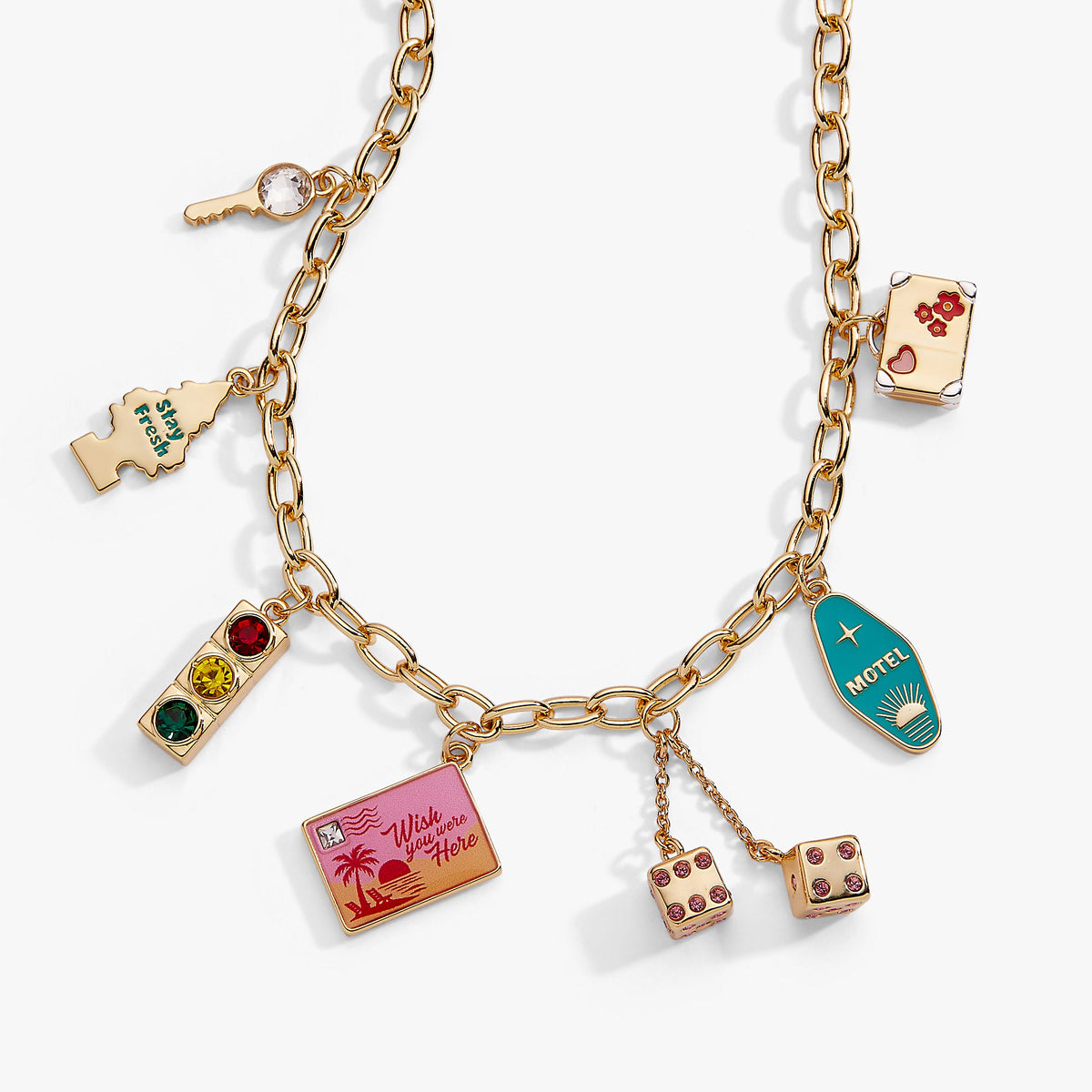 Road Trip Memories Gold Multi-Charm Necklace | Travel-Inspired Jewelry