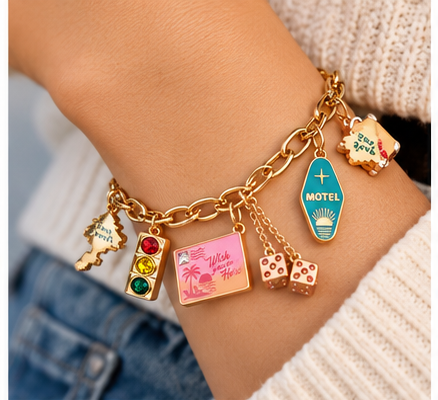 Road Trip Memories Gold Multi-Charm Bracelet | Travel-Inspired Jewelry