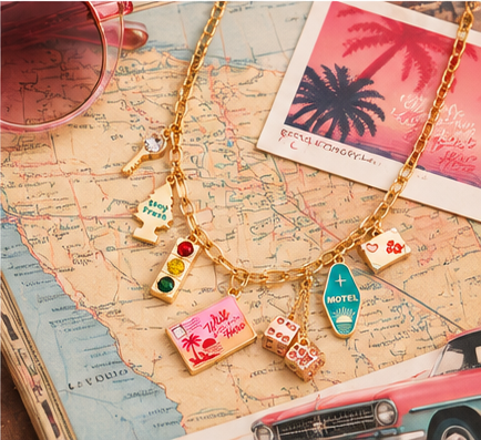 Road Trip Memories Gold Multi-Charm Necklace | Travel-Inspired Jewelry