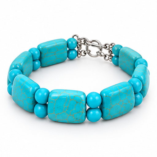 Layered Turquoise Tone Statement Bracelet