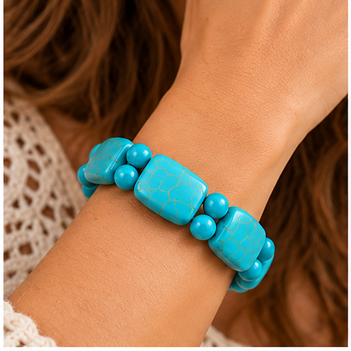 Layered Turquoise Tone Statement Bracelet