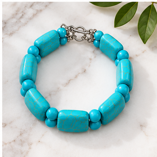 Layered Turquoise Tone Statement Bracelet